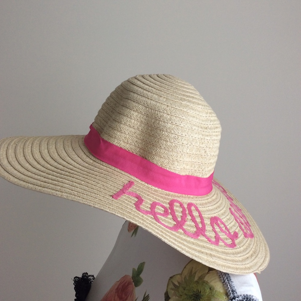 RESTOCK Hello Sunshine Embroidered Beach Hat NWT - Picture 7 of 7